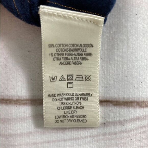 Anthropologie Maeve Navy Striped Long Sleeve Keyhole Back Pleated Blouse Size M - Picture 5 of 9